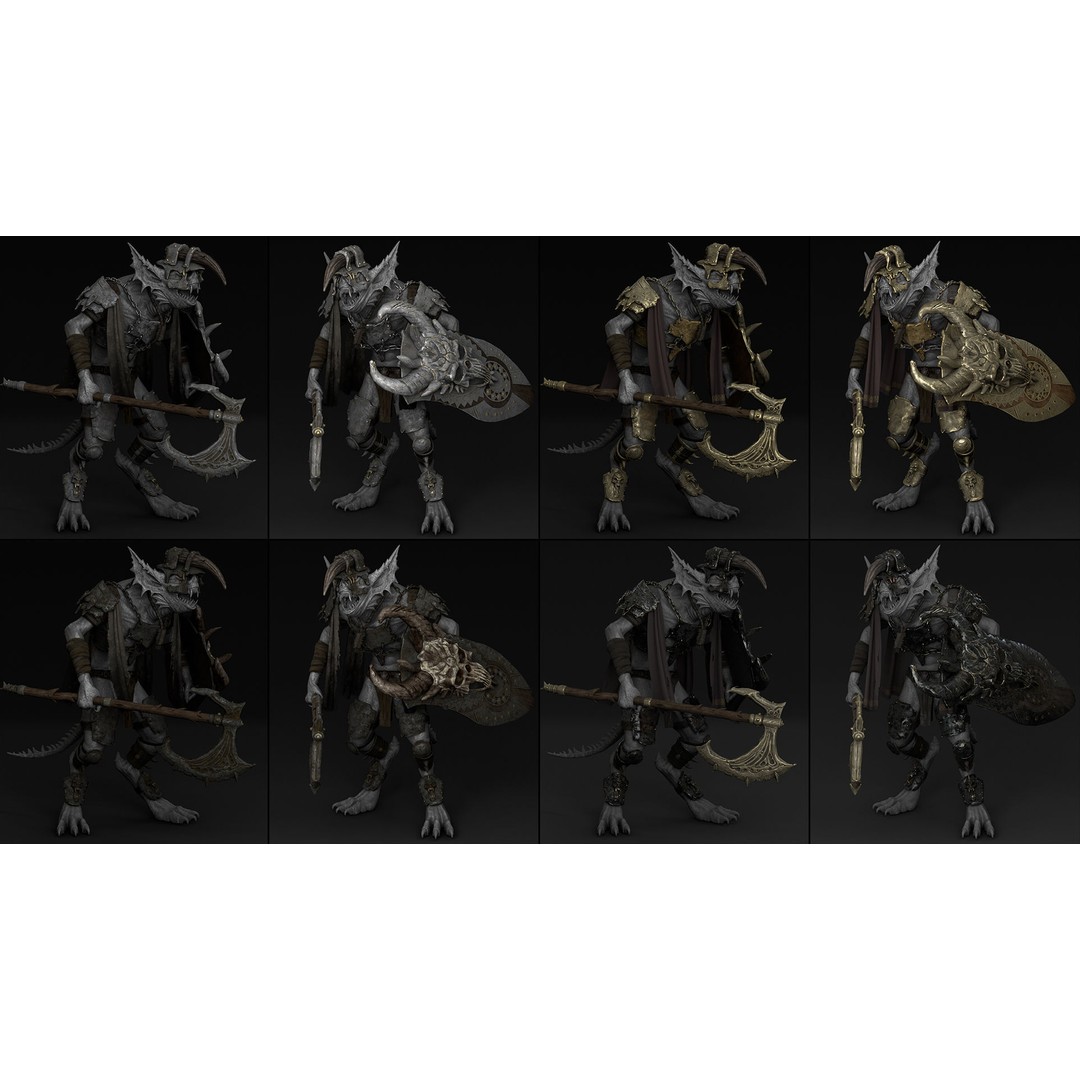 Brutal Armor 3D Model – Low Poly Rigged Character Armor Set - View 22