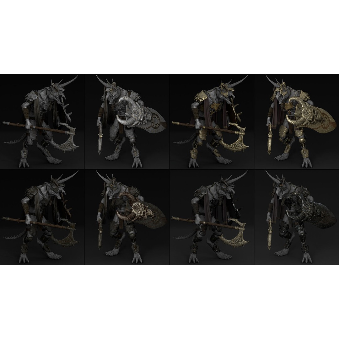 Brutal Armor 3D Model – Low Poly Rigged Character Armor Set - View 23