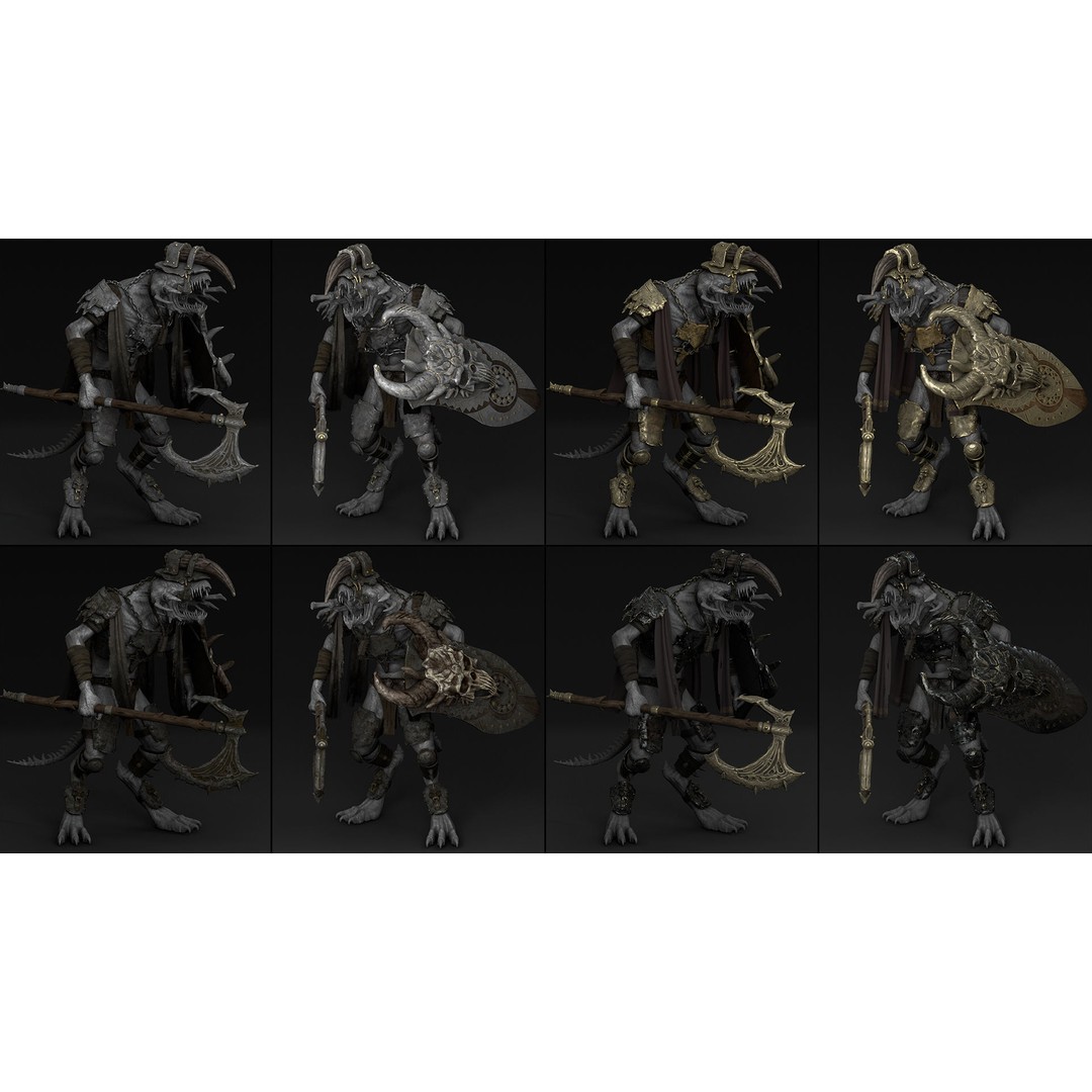 Brutal Armor 3D Model – Low Poly Rigged Character Armor Set - View 26