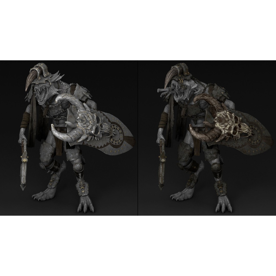 Brutal Armor 3D Model – Low Poly Rigged Character Armor Set - View 3