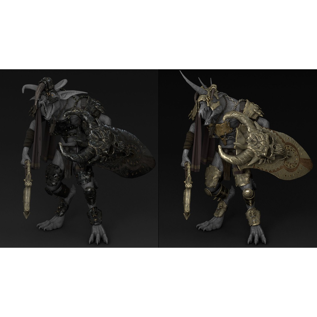 Brutal Armor 3D Model – Low Poly Rigged Character Armor Set - View 4