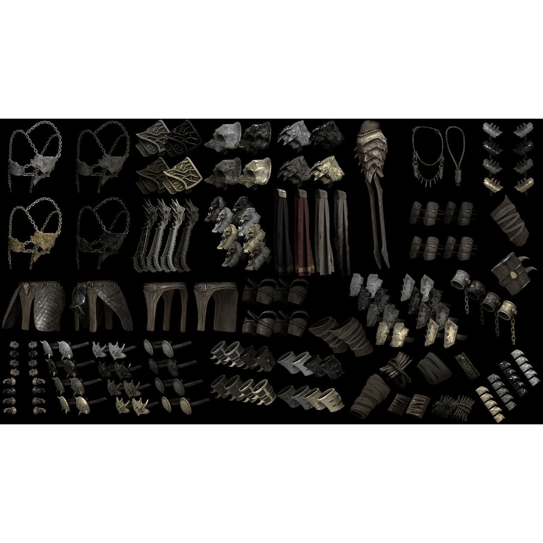 Brutal Armor 3D Model – Low Poly Rigged Character Armor Set - View 5