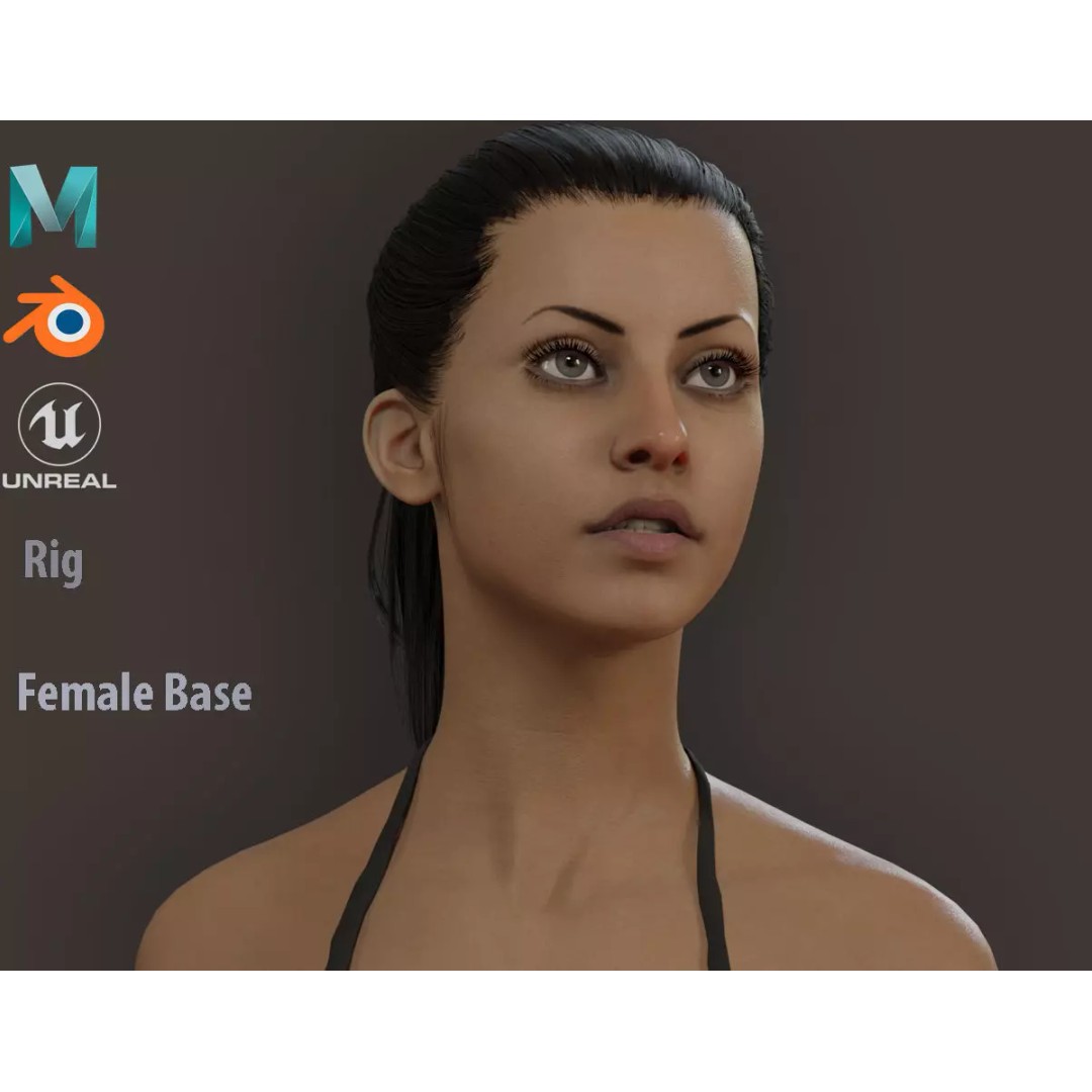 Female Base Model 3D Model – Low Poly Rigged Character, FBX, Blender - View 2