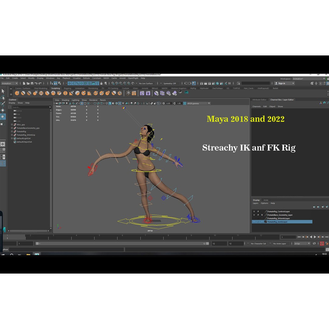 Female Base Model 3D Model – Low Poly Rigged Character, FBX, Blender - View 21