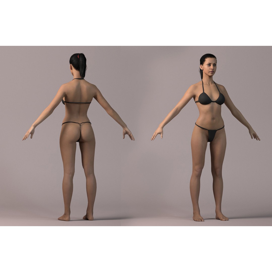 Female Base Model 3D Model – Low Poly Rigged Character, FBX, Blender - View 3