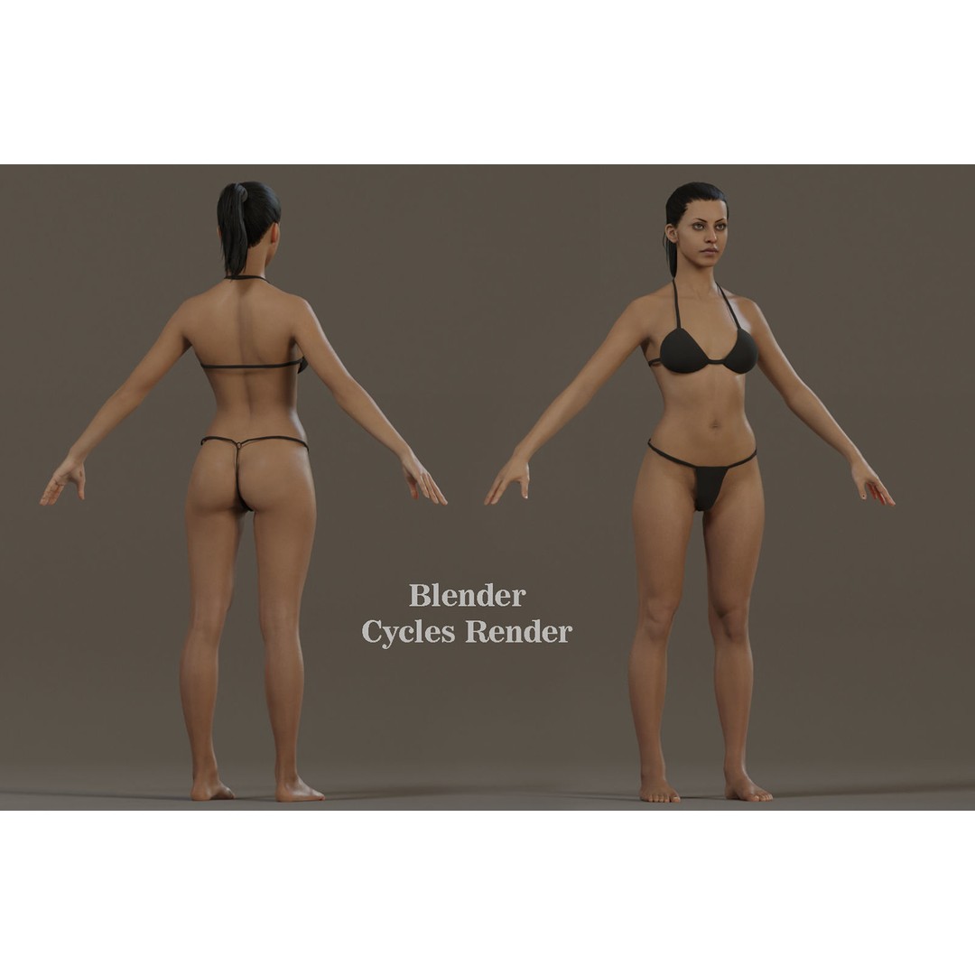 Female Base Model 3D Model – Low Poly Rigged Character, FBX, Blender - View 9