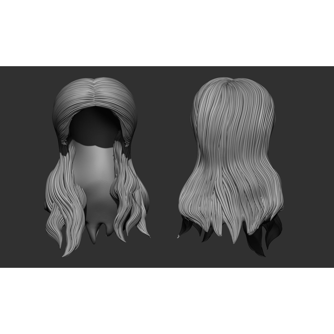 Female Hair 3D Model – High Poly Collection, ZTL, OBJ, STL - View 10