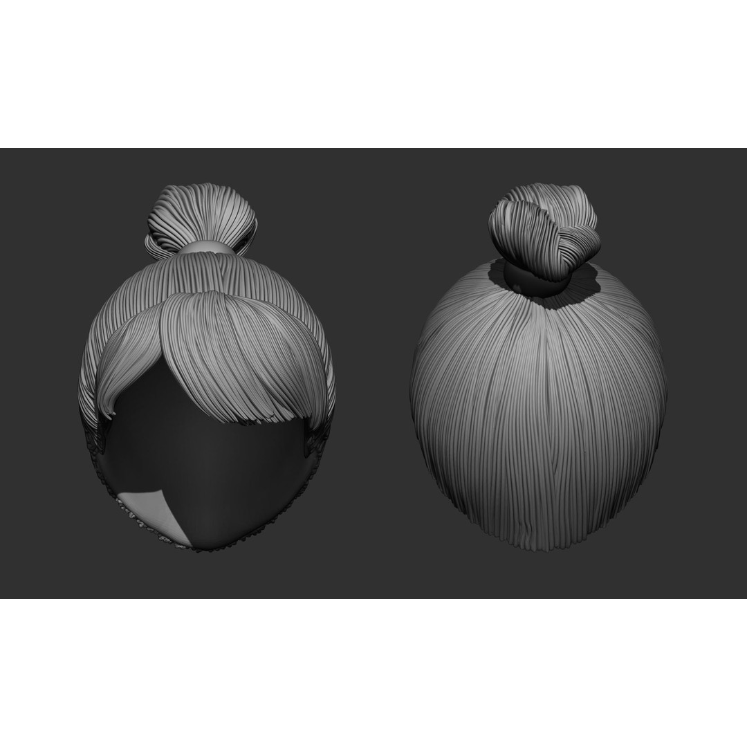 Female Hair 3D Model – High Poly Collection, ZTL, OBJ, STL - View 12