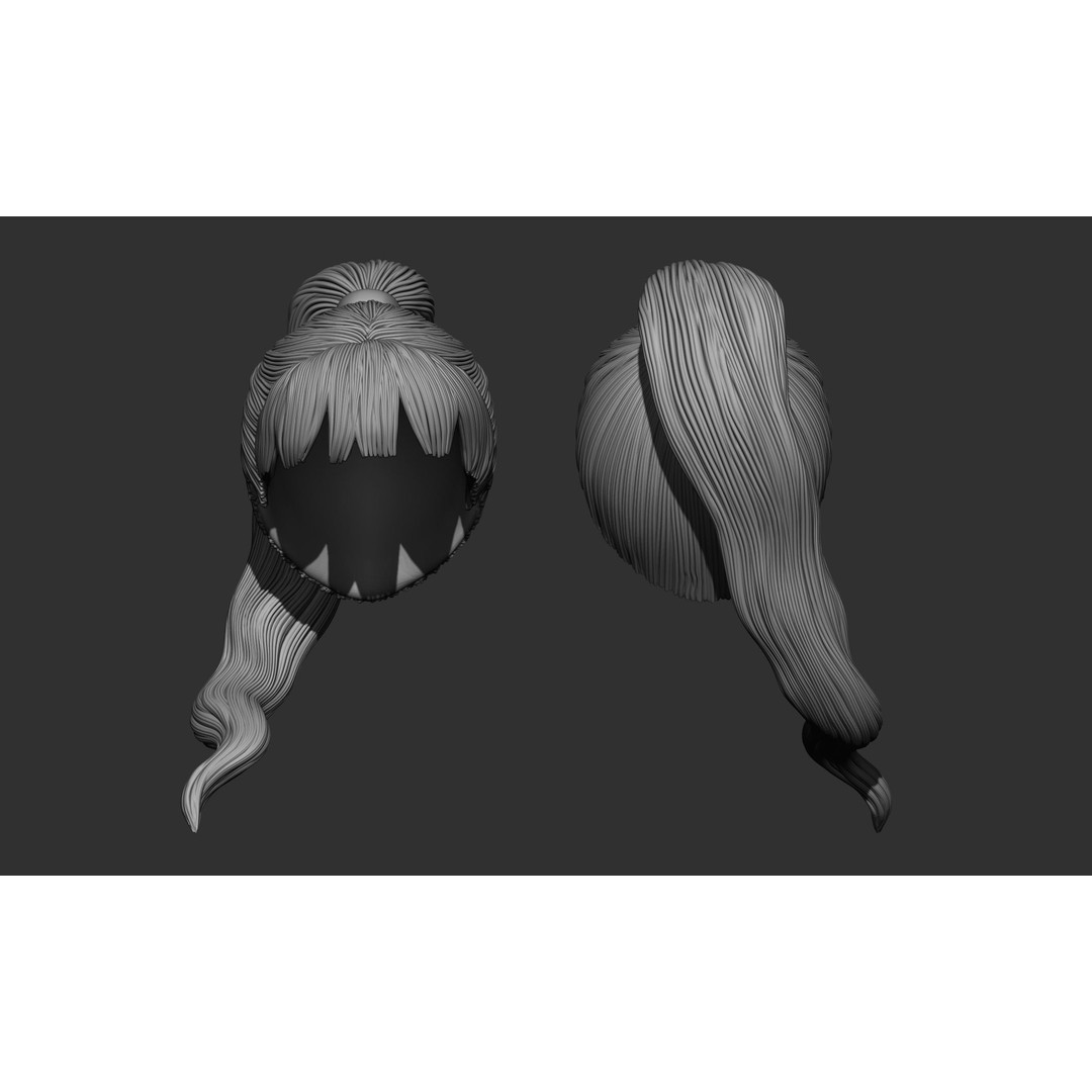 Female Hair 3D Model – High Poly Collection, ZTL, OBJ, STL - View 14