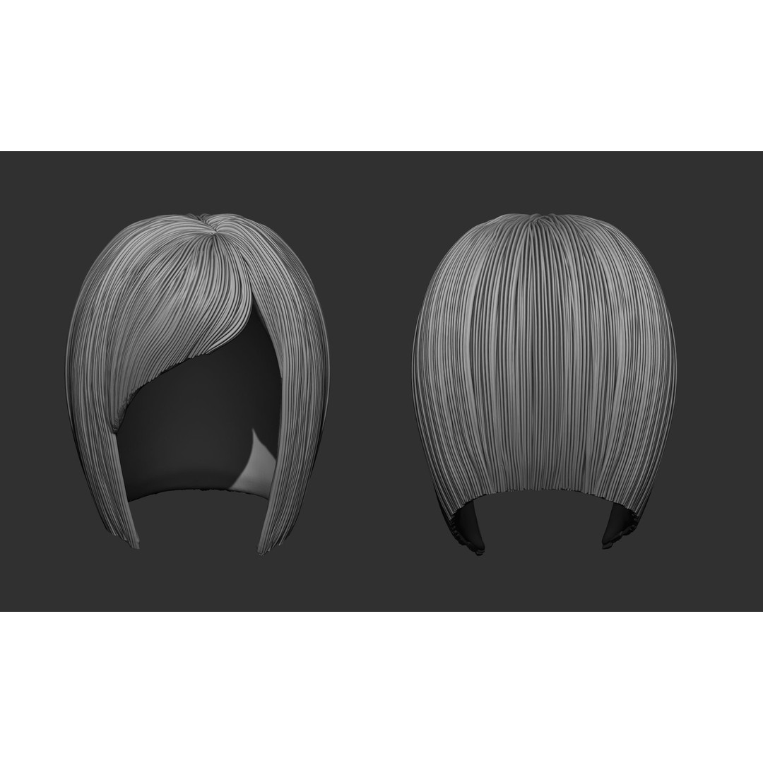 Female Hair 3D Model – High Poly Collection, ZTL, OBJ, STL - View 16