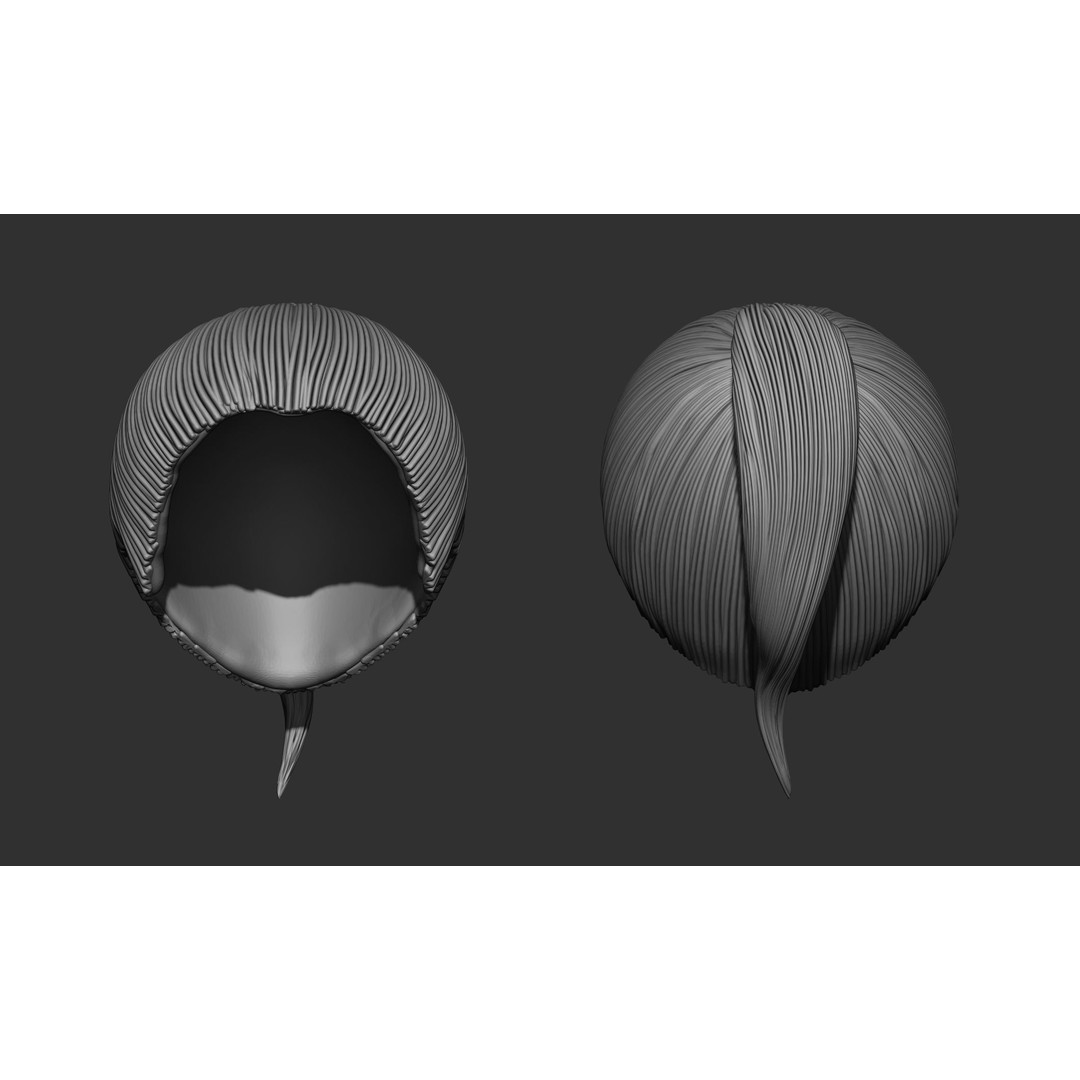 Female Hair 3D Model – High Poly Collection, ZTL, OBJ, STL - View 18