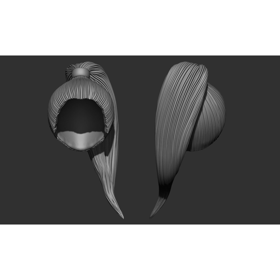 Female Hair 3D Model – High Poly Collection, ZTL, OBJ, STL - View 20