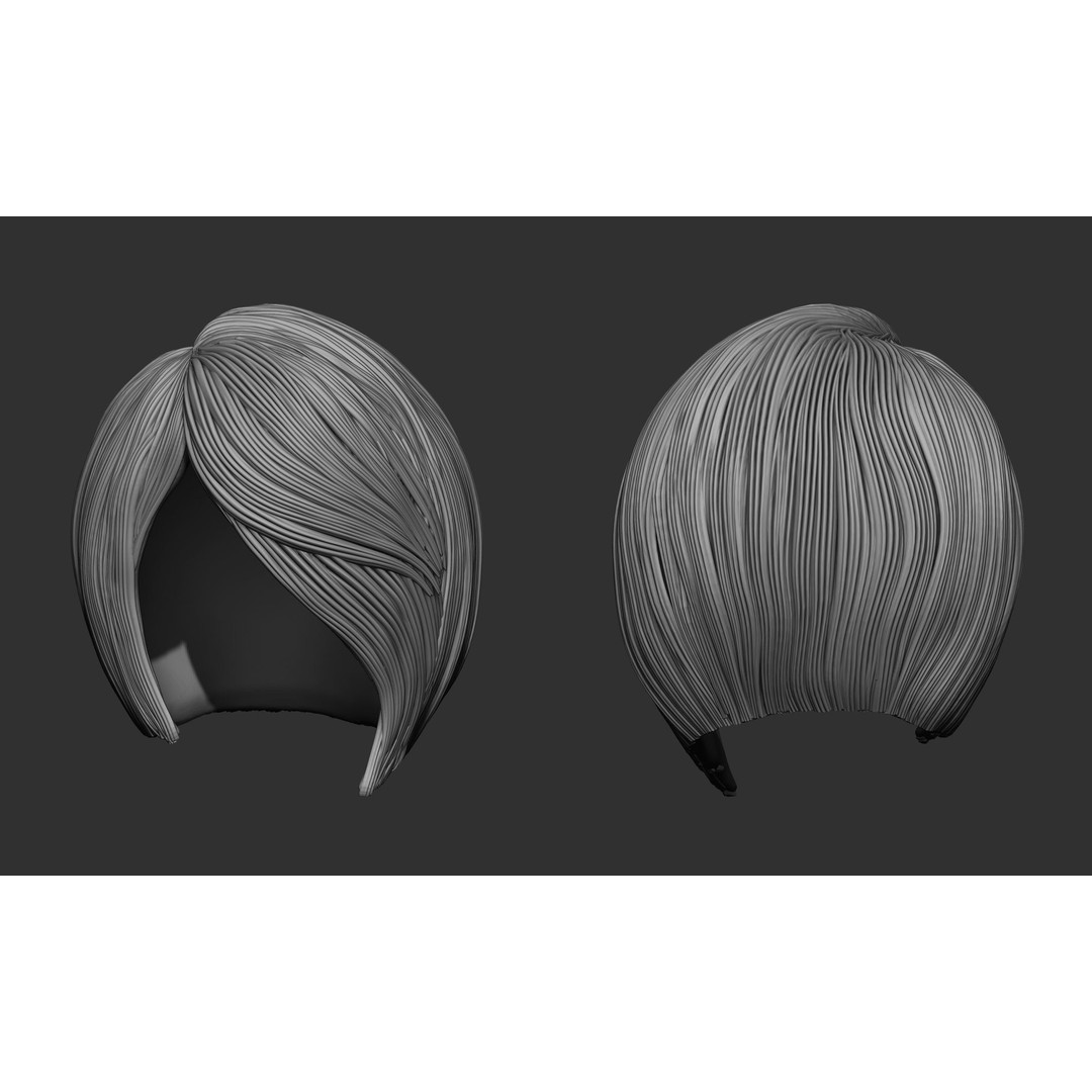 Female Hair 3D Model – High Poly Collection, ZTL, OBJ, STL - View 22