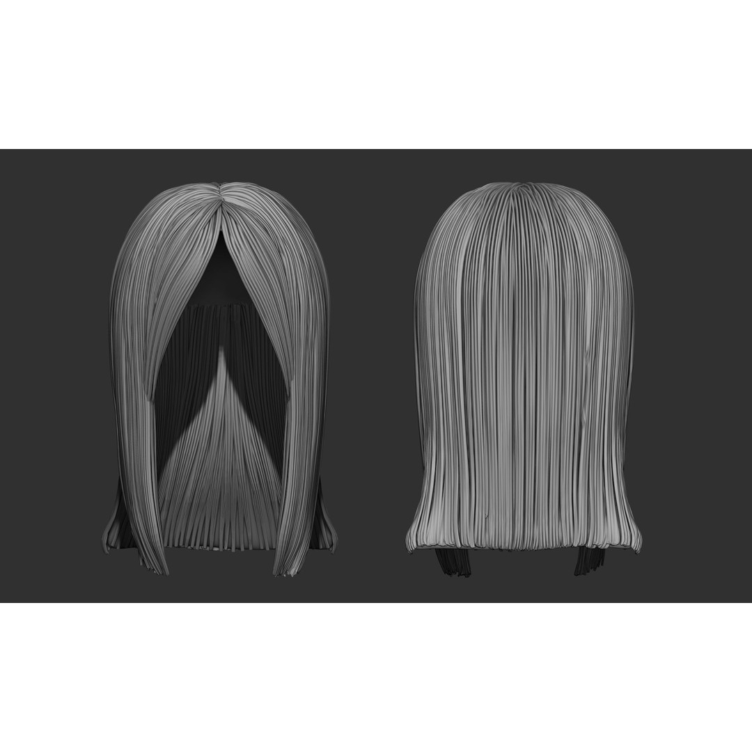 Female Hair 3D Model – High Poly Collection, ZTL, OBJ, STL - View 24