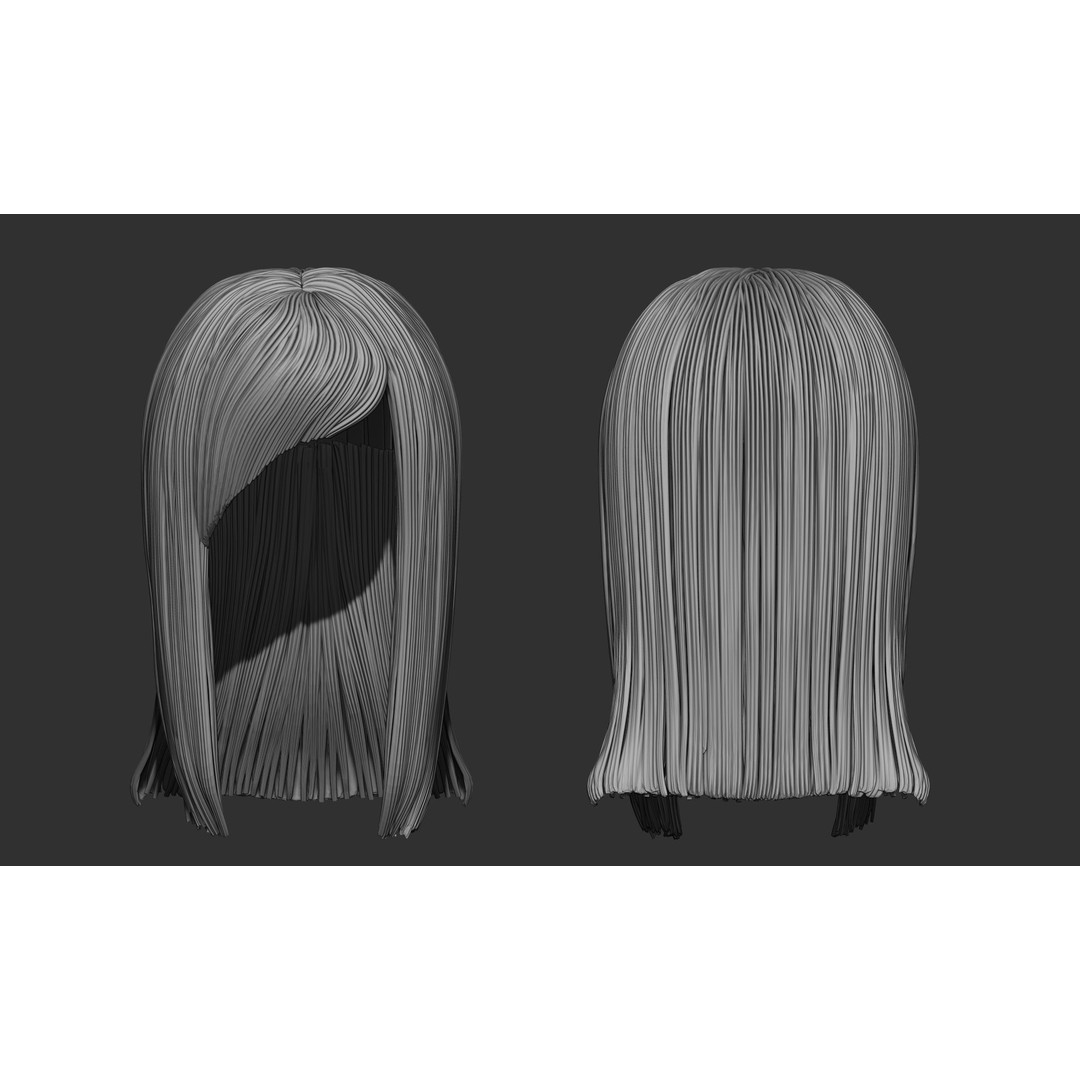Female Hair 3D Model – High Poly Collection, ZTL, OBJ, STL - View 26