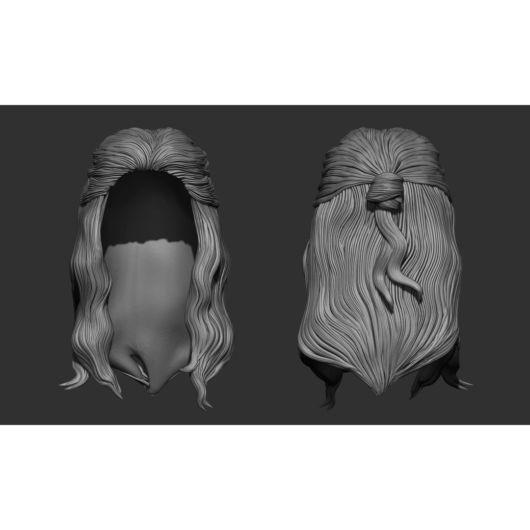 Female Hair 3D Model – High Poly Collection, ZTL, OBJ, STL - View 28