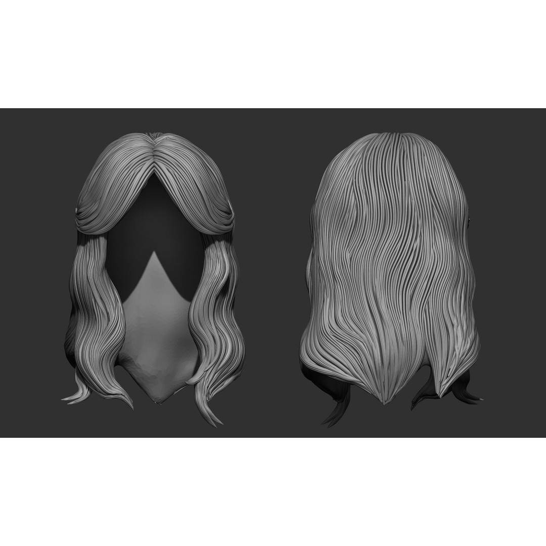 Female Hair 3D Model – High Poly Collection, ZTL, OBJ, STL - View 30