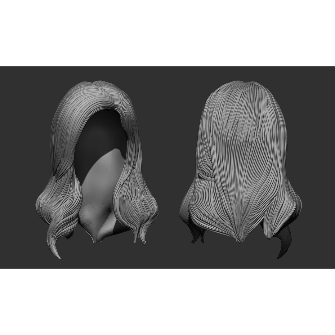 Female Hair 3D Model – High Poly Collection, ZTL, OBJ, STL - View 32