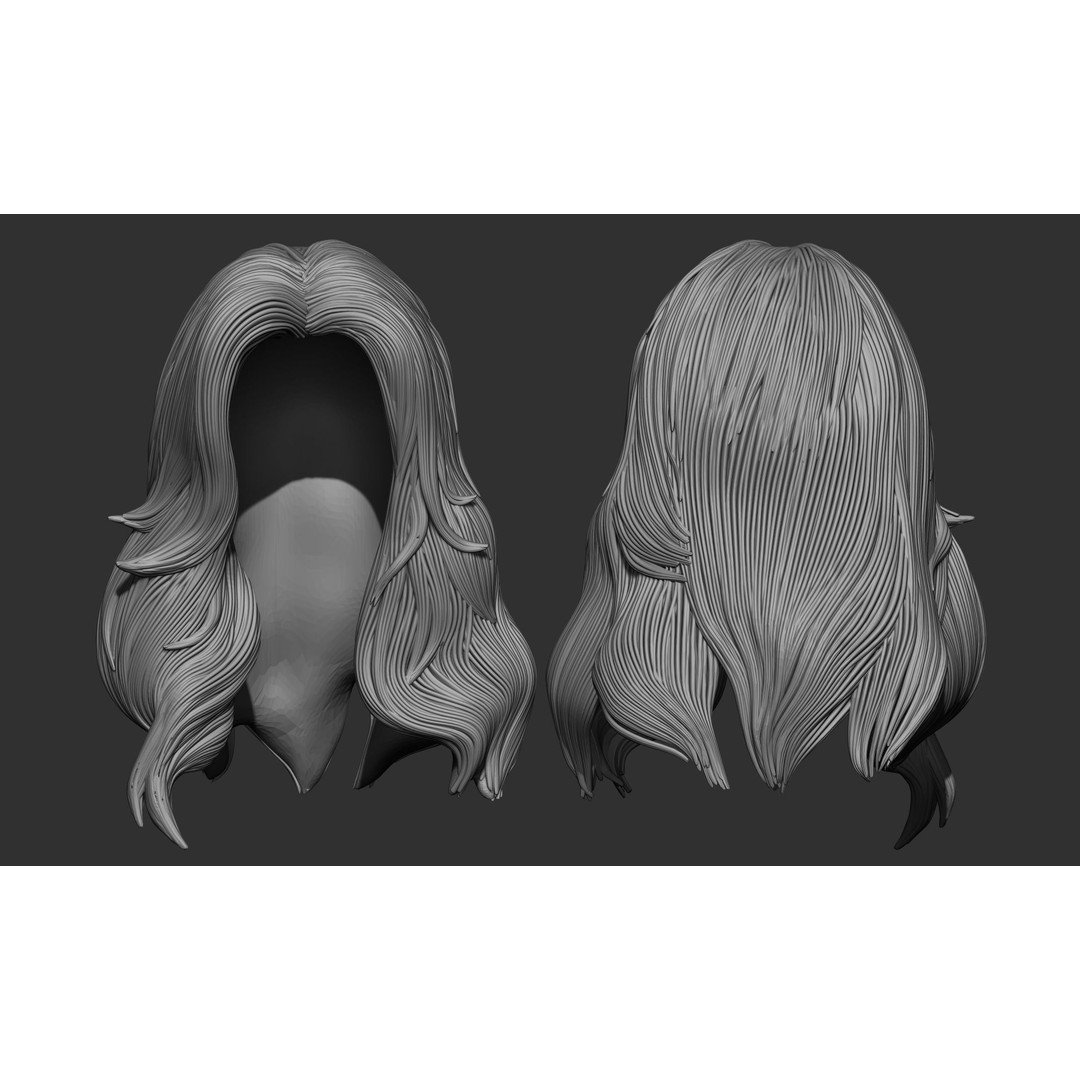 Female Hair 3D Model – High Poly Collection, ZTL, OBJ, STL - View 34