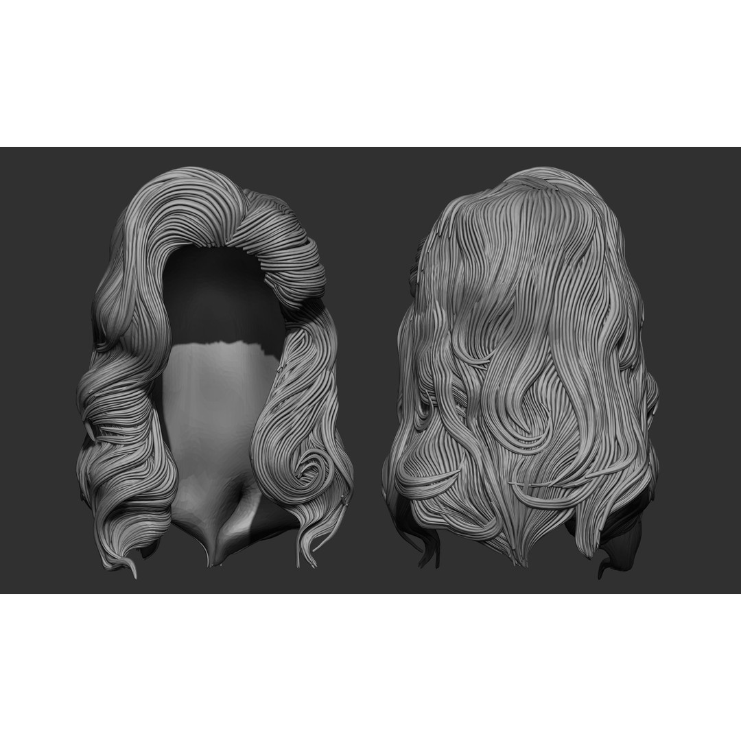 Female Hair 3D Model – High Poly Collection, ZTL, OBJ, STL - View 36