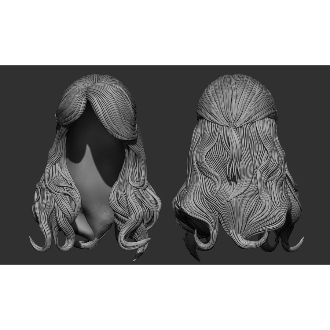Female Hair 3D Model – High Poly Collection, ZTL, OBJ, STL - View 38