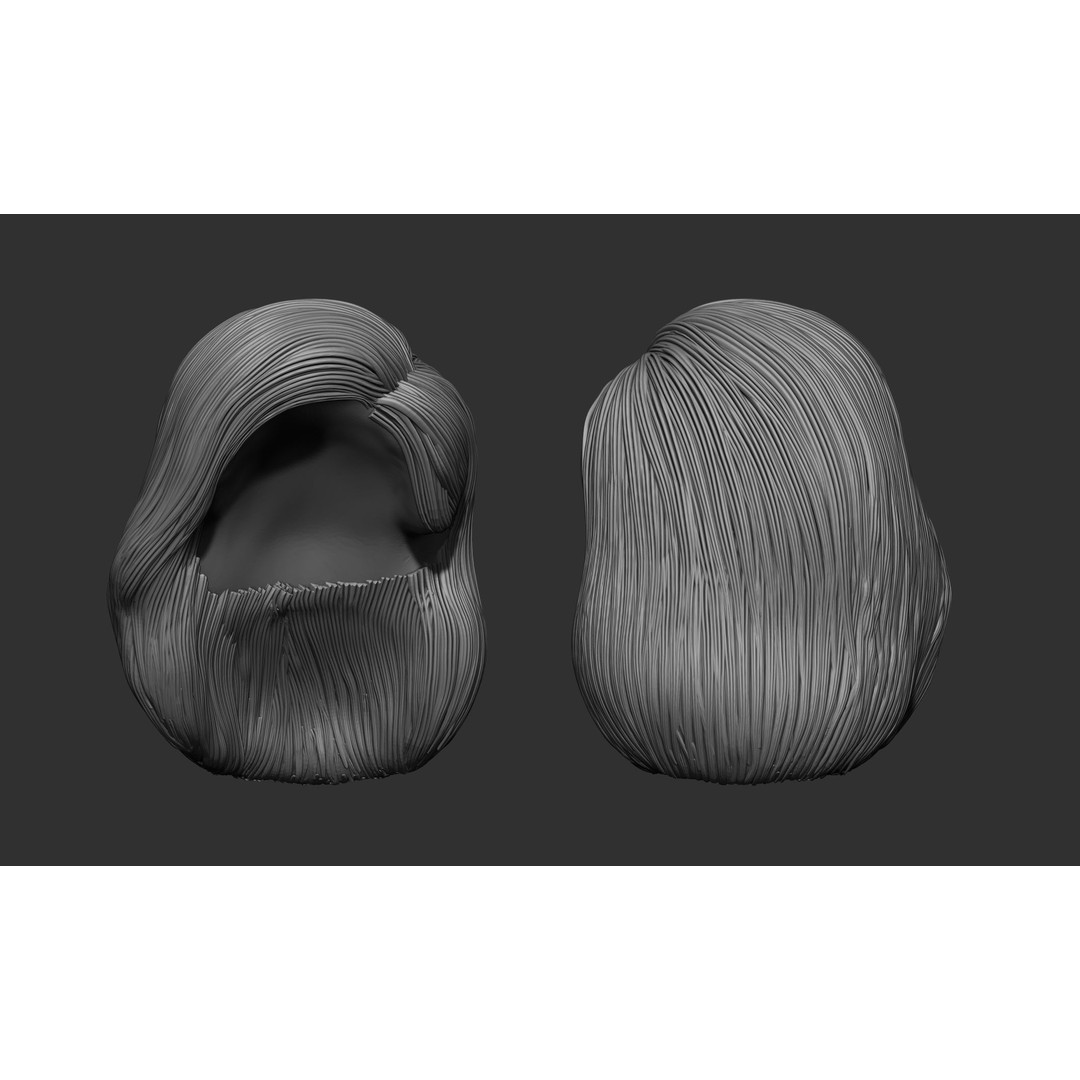 Female Hair 3D Model – High Poly Collection, ZTL, OBJ, STL - View 4