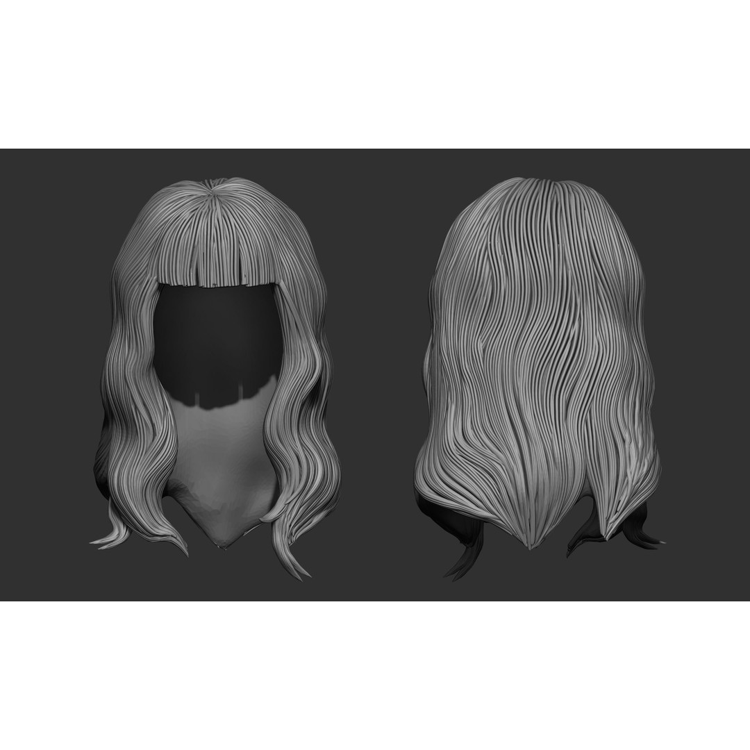 Female Hair 3D Model – High Poly Collection, ZTL, OBJ, STL - View 40