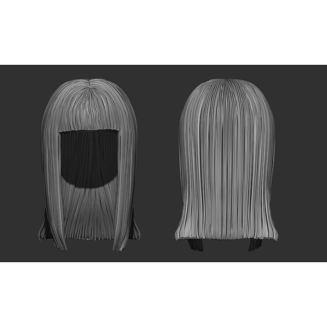 Female Hair 3D Model – High Poly Collection, ZTL, OBJ, STL - View 42