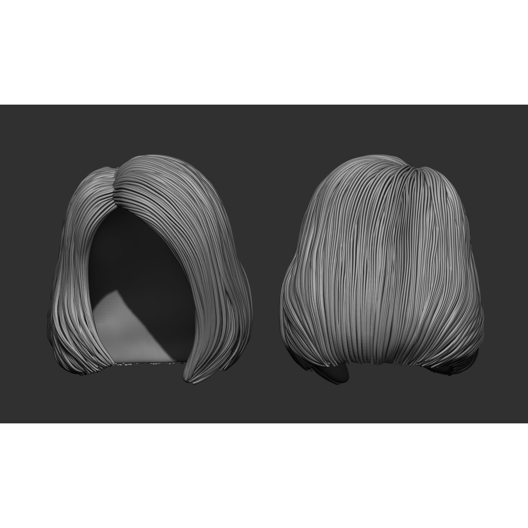 Female Hair 3D Model – High Poly Collection, ZTL, OBJ, STL - View 44
