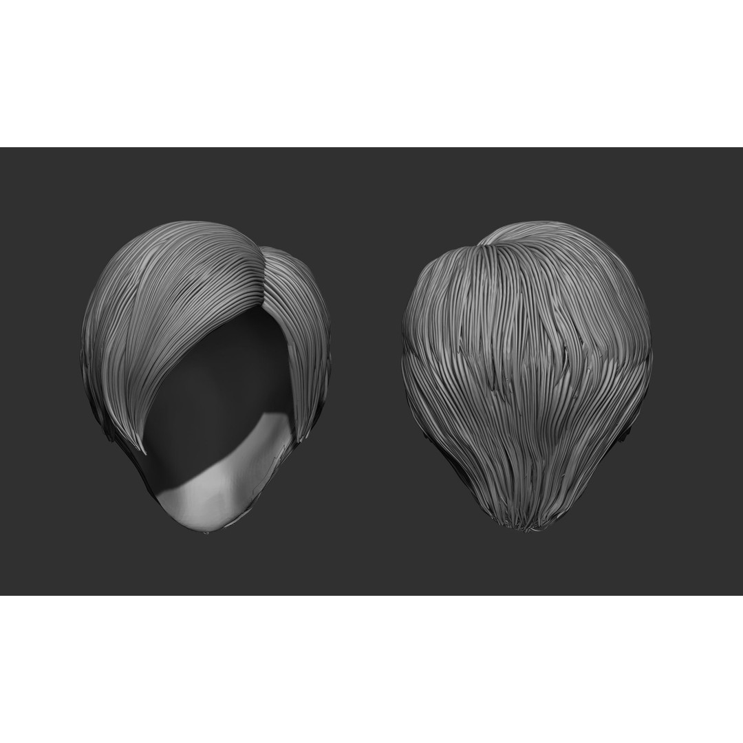 Female Hair 3D Model – High Poly Collection, ZTL, OBJ, STL - View 48