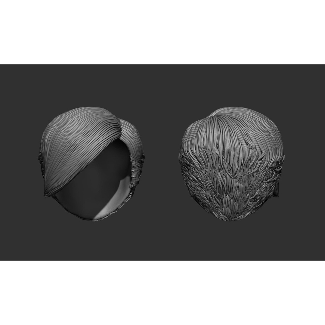 Female Hair 3D Model – High Poly Collection, ZTL, OBJ, STL - View 50