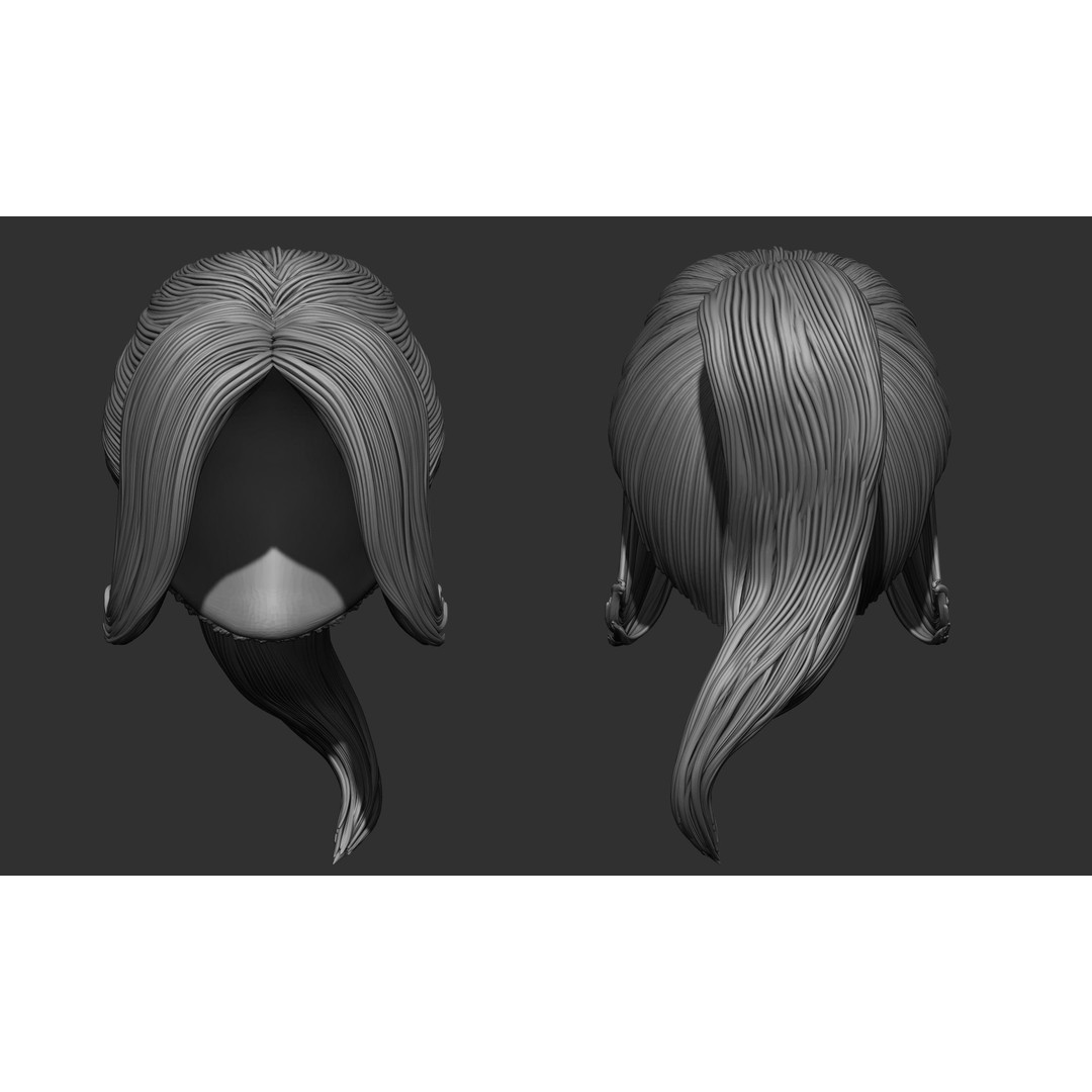 Female Hair 3D Model – High Poly Collection, ZTL, OBJ, STL - View 54