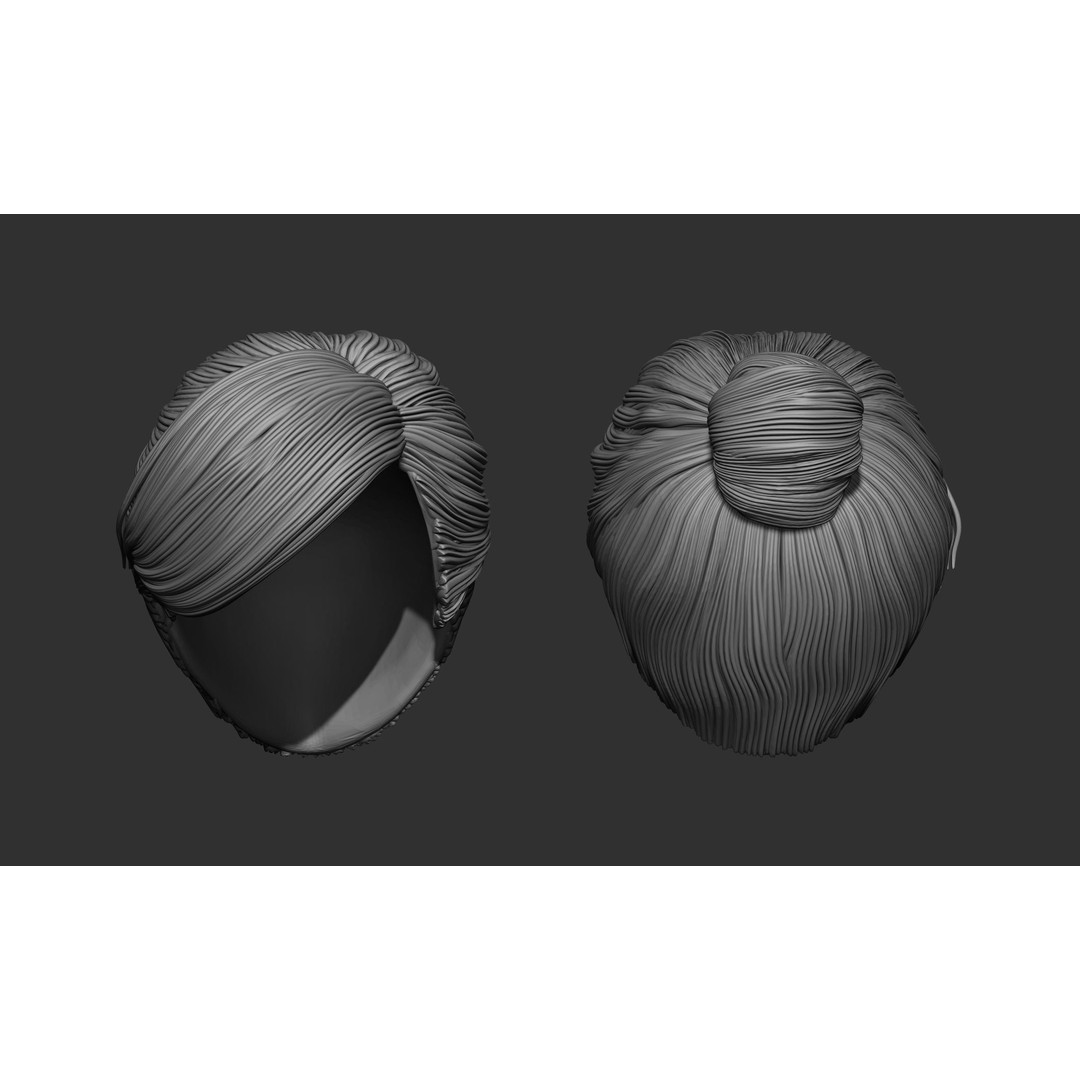 Female Hair 3D Model – High Poly Collection, ZTL, OBJ, STL - View 56