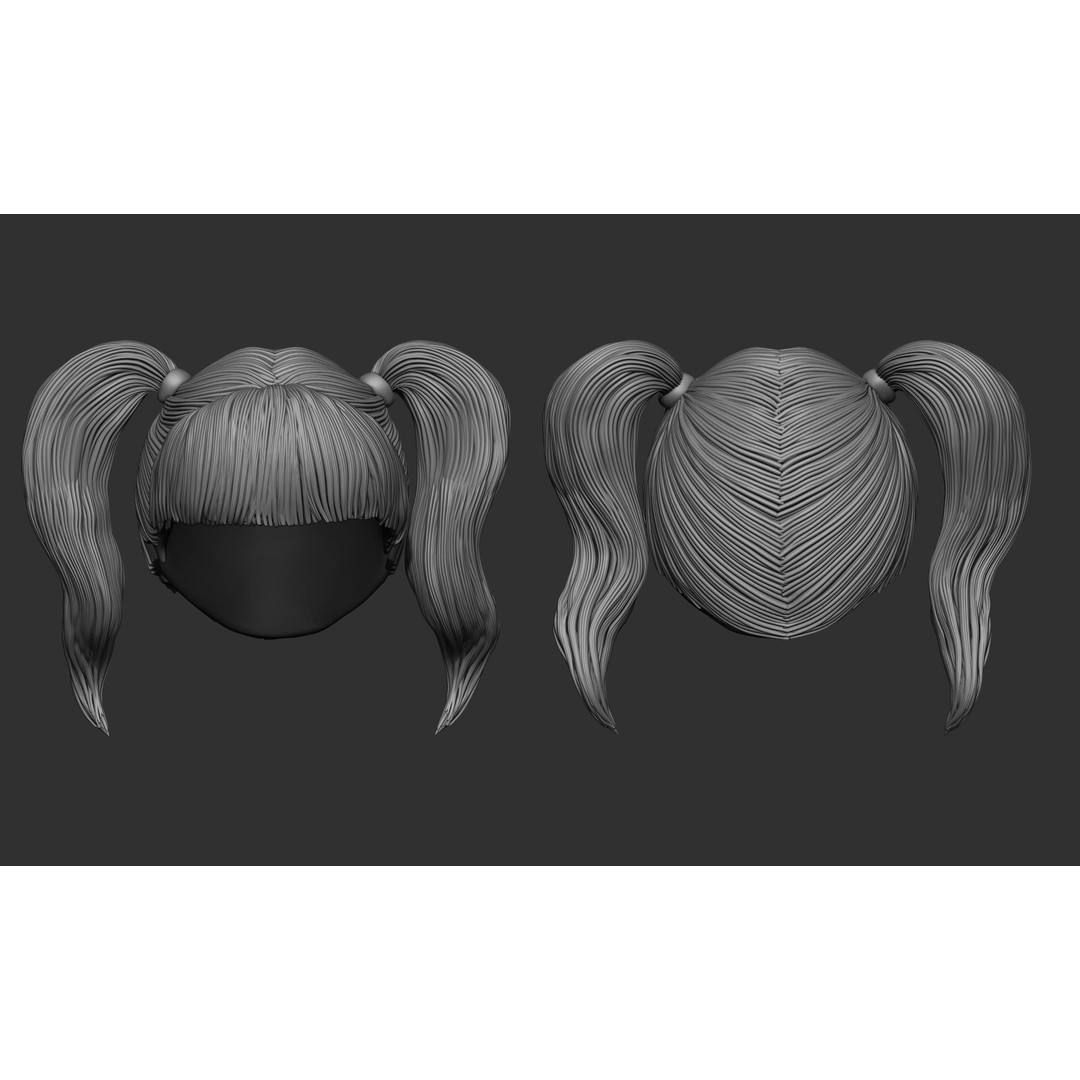 Female Hair 3D Model – High Poly Collection, ZTL, OBJ, STL - View 58