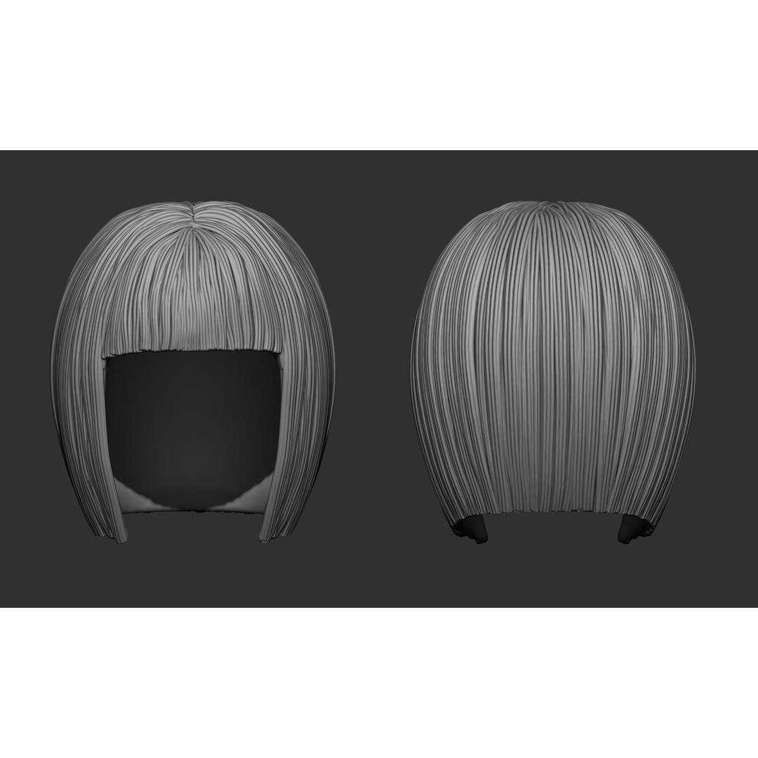 Female Hair 3D Model – High Poly Collection, ZTL, OBJ, STL - View 6