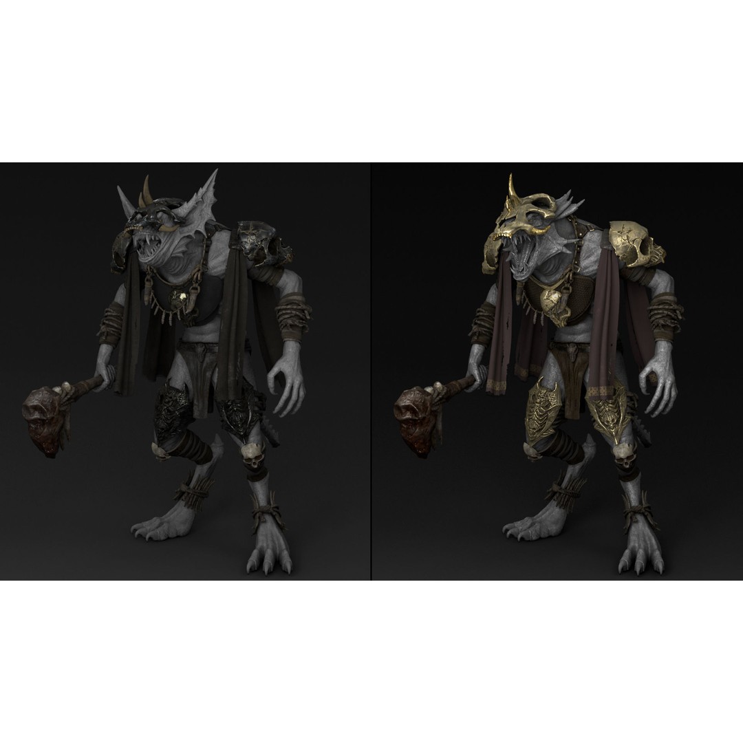 Barbarian Armor 3D Model – Low Poly Rigged Game Asset, FBX - View 3
