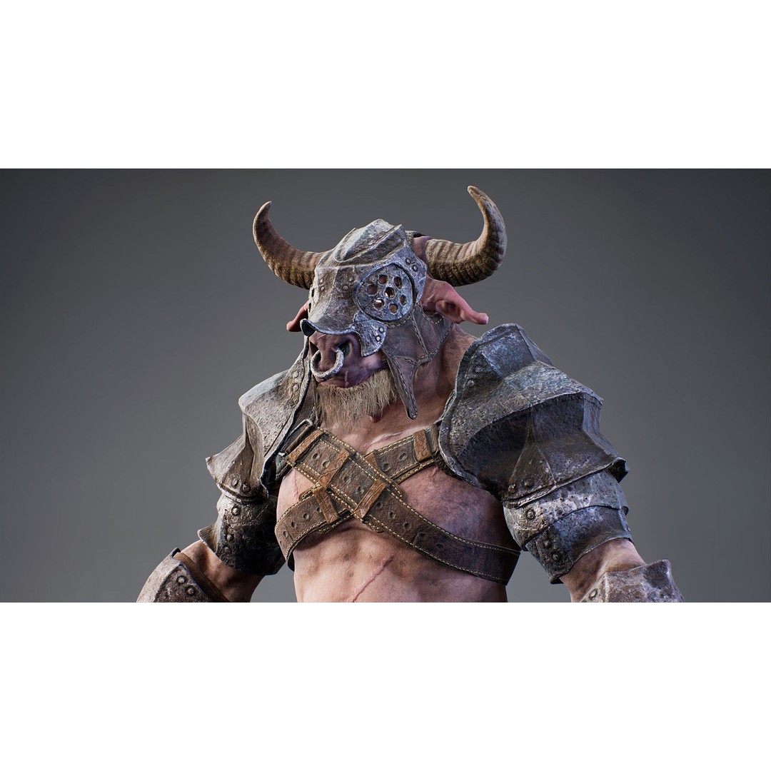 Armored Minotaur 3D Model – Low Poly Rigged Character, FBX - View 10