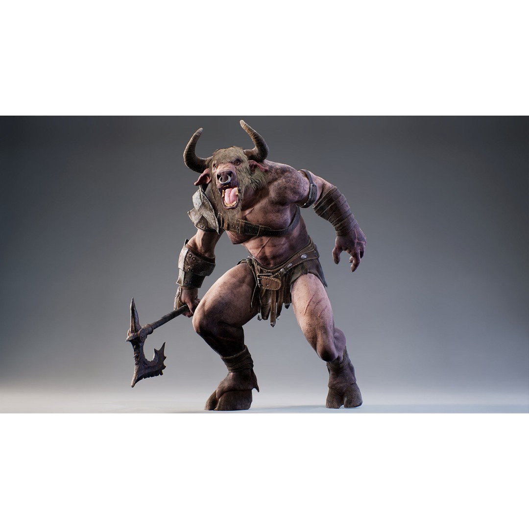 Armored Minotaur 3D Model – Low Poly Rigged Character, FBX - View 12