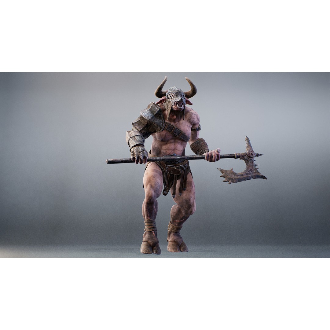 Armored Minotaur 3D Model – Low Poly Rigged Character, FBX - View 13