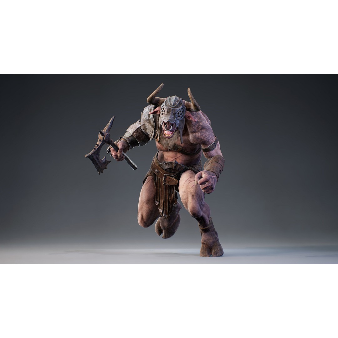 Armored Minotaur 3D Model – Low Poly Rigged Character, FBX - View 14