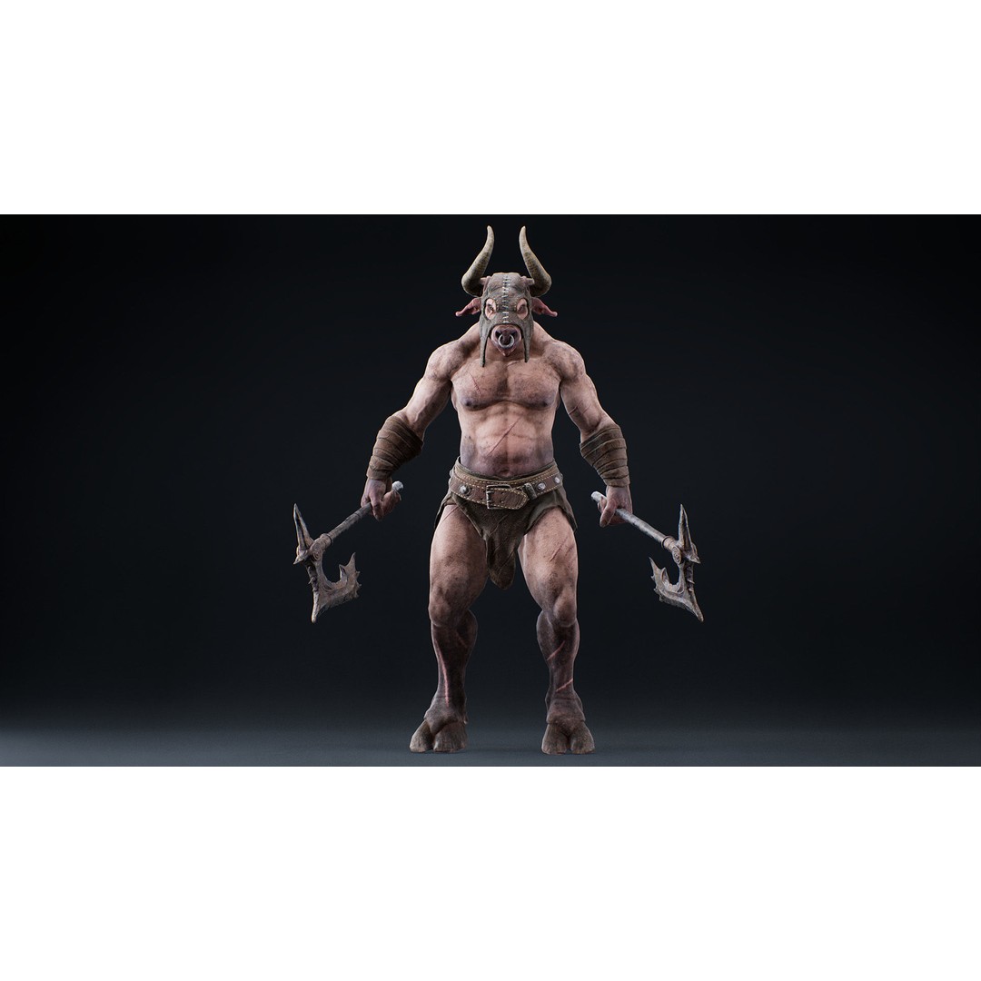 Armored Minotaur 3D Model – Low Poly Rigged Character, FBX - View 15
