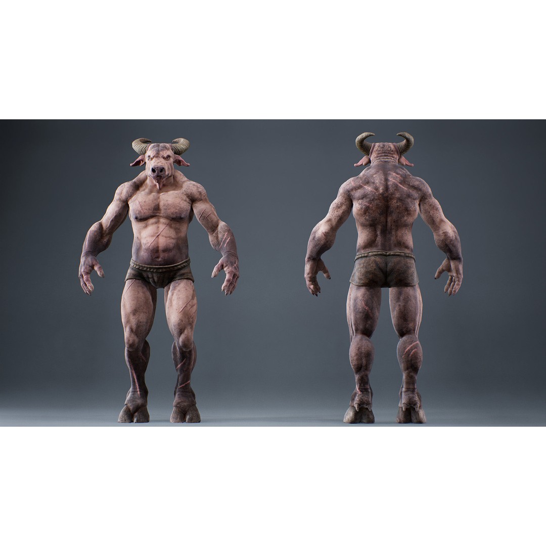 Armored Minotaur 3D Model – Low Poly Rigged Character, FBX - View 17