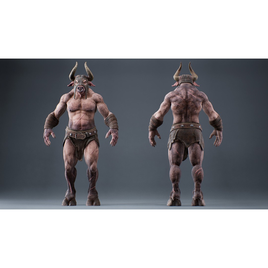 Armored Minotaur 3D Model – Low Poly Rigged Character, FBX - View 18