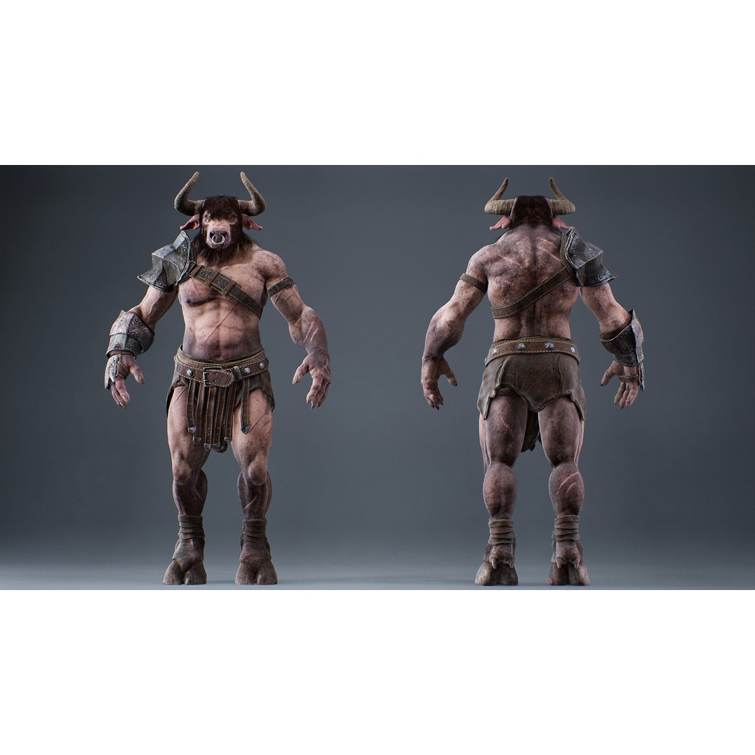 Armored Minotaur 3D Model – Low Poly Rigged Character, FBX - View 19