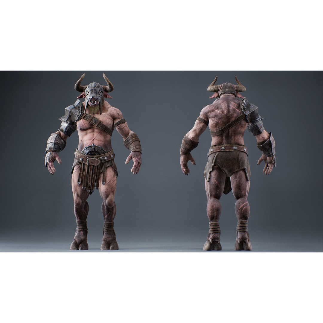 Armored Minotaur 3D Model – Low Poly Rigged Character, FBX - View 20