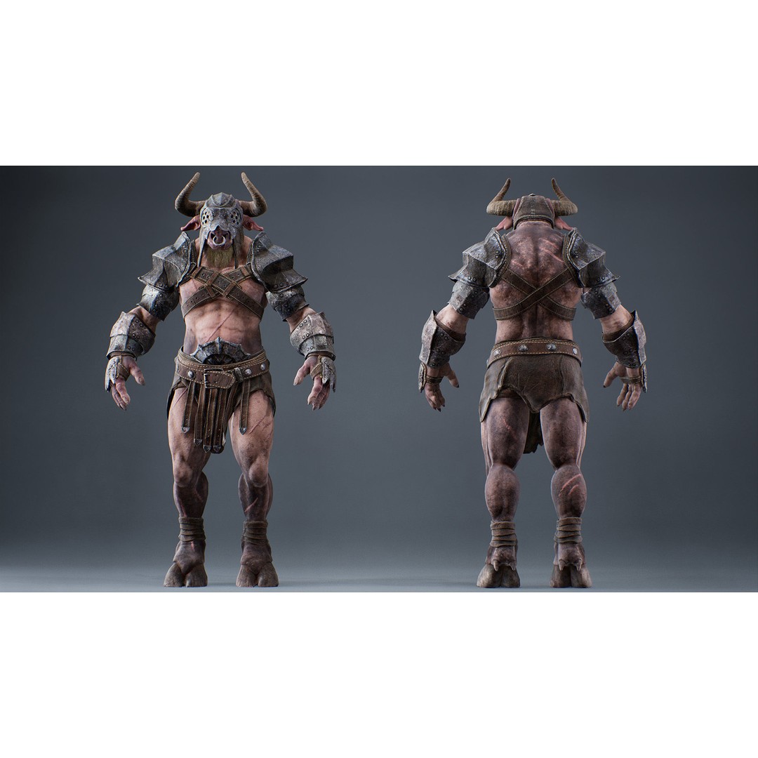 Armored Minotaur 3D Model – Low Poly Rigged Character, FBX - View 21