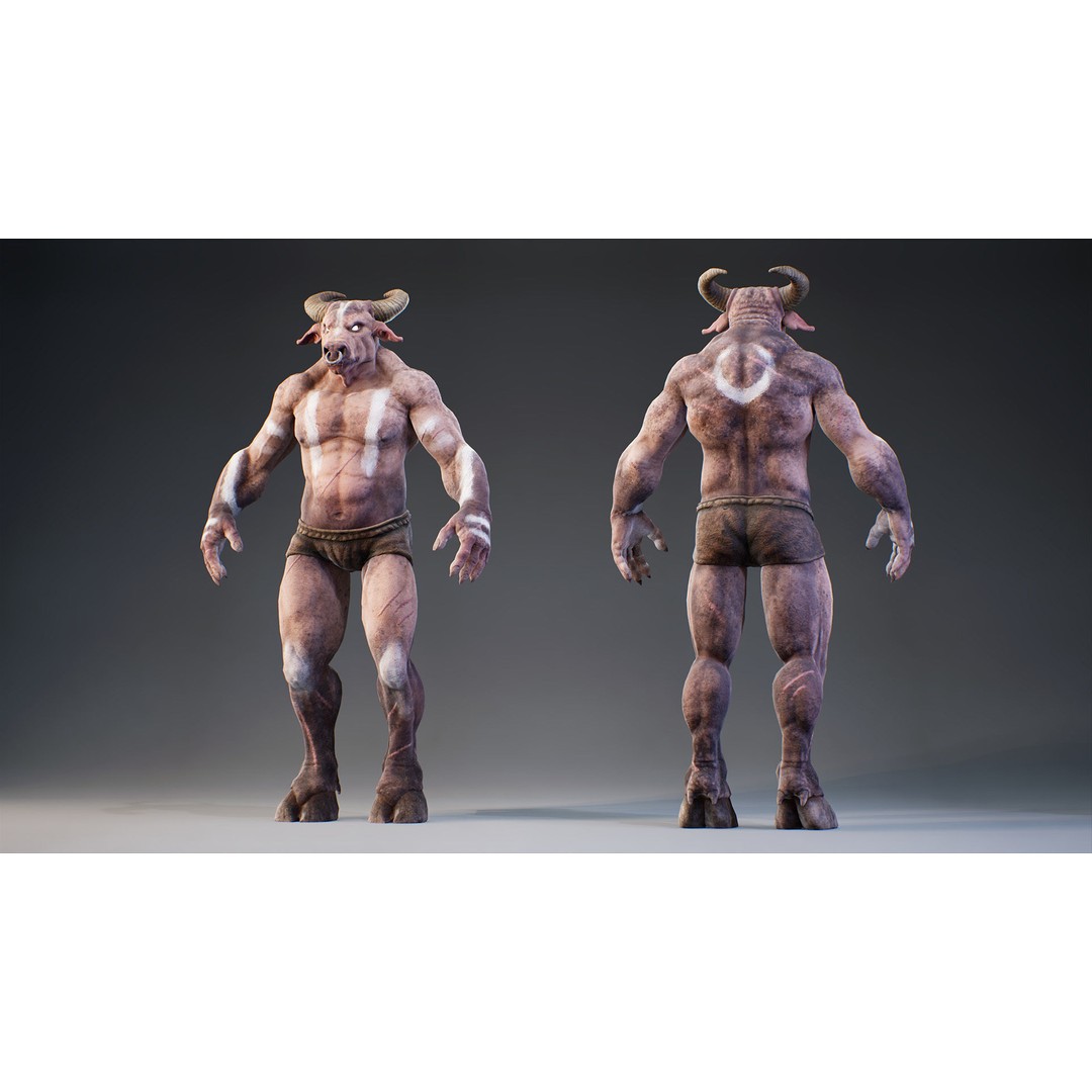 Armored Minotaur 3D Model – Low Poly Rigged Character, FBX - View 22