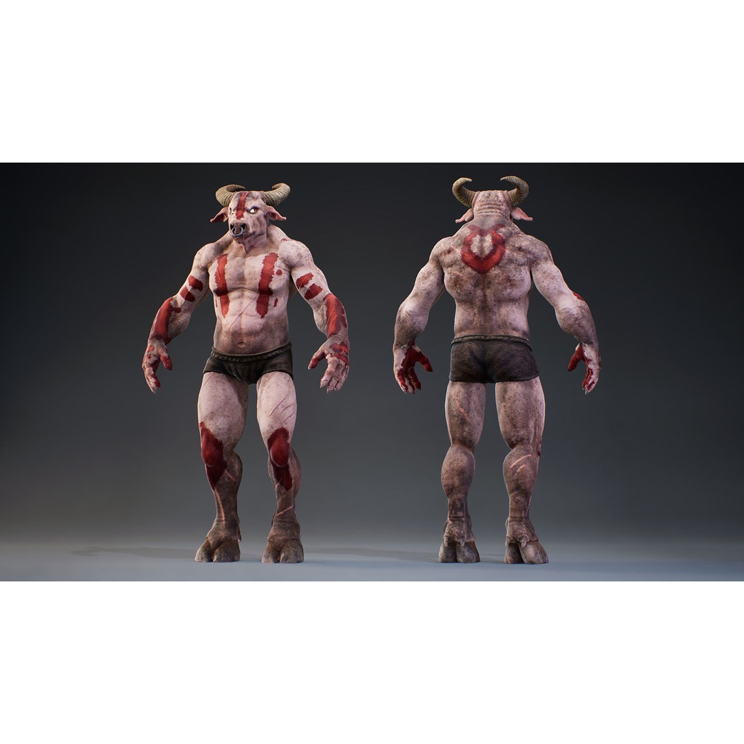 Armored Minotaur 3D Model – Low Poly Rigged Character, FBX - View 23