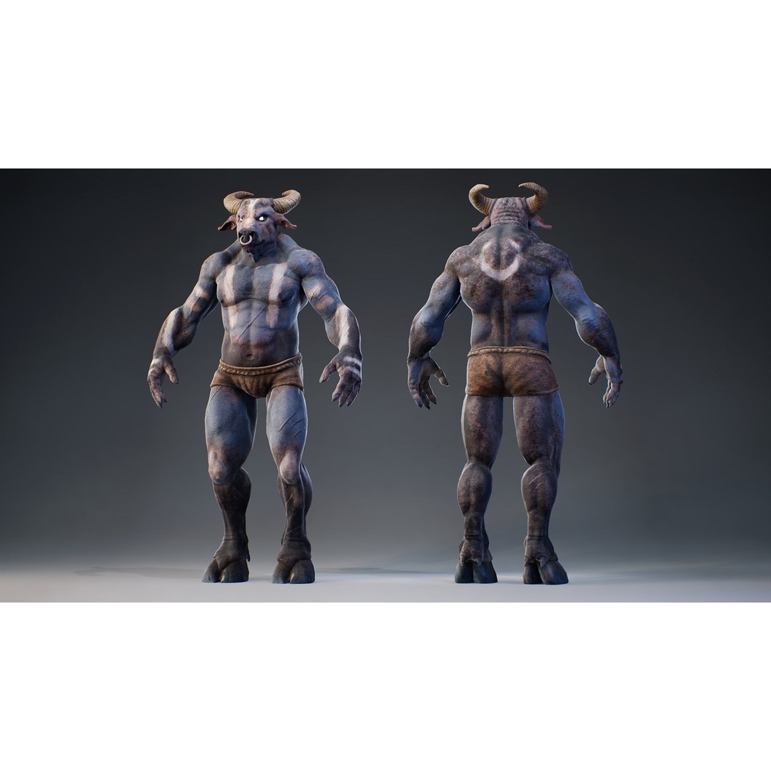 Armored Minotaur 3D Model – Low Poly Rigged Character, FBX - View 24