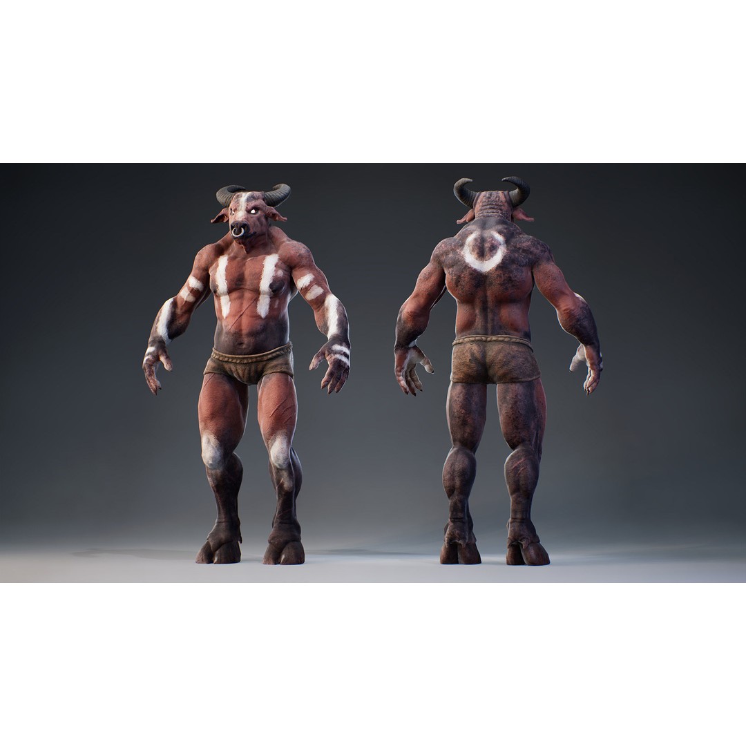 Armored Minotaur 3D Model – Low Poly Rigged Character, FBX - View 25